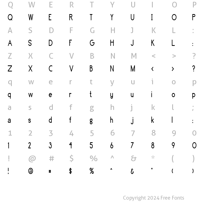 Character Map of FZ BASIC 4 COND Normal