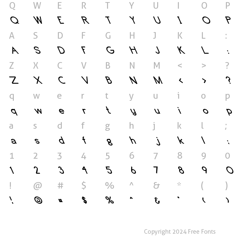 Character Map of FZ BASIC 4 LEFTY Normal