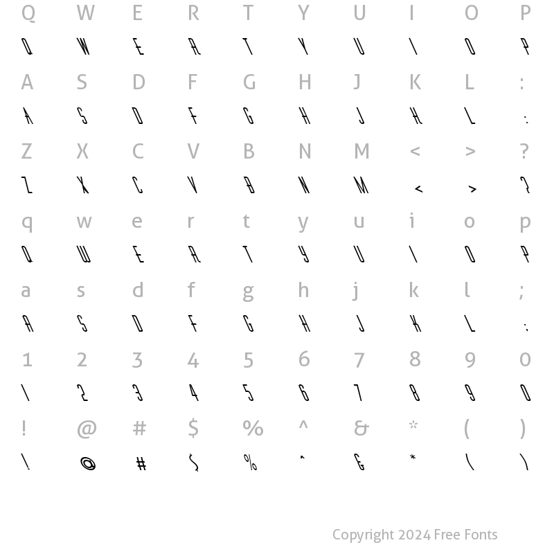 Character Map of FZ BASIC 40 LEFTY Normal