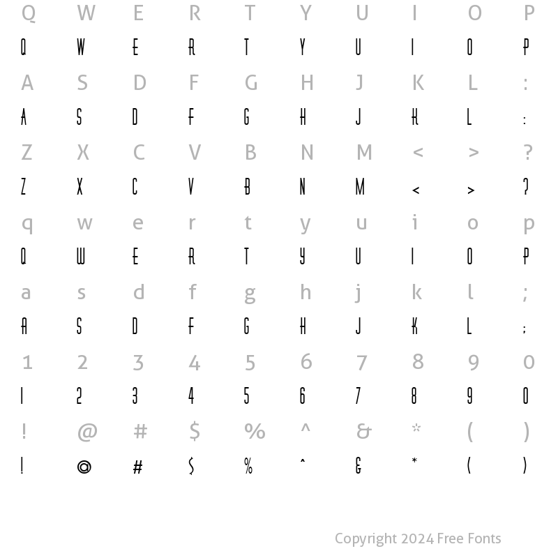 Character Map of FZ BASIC 40 Normal