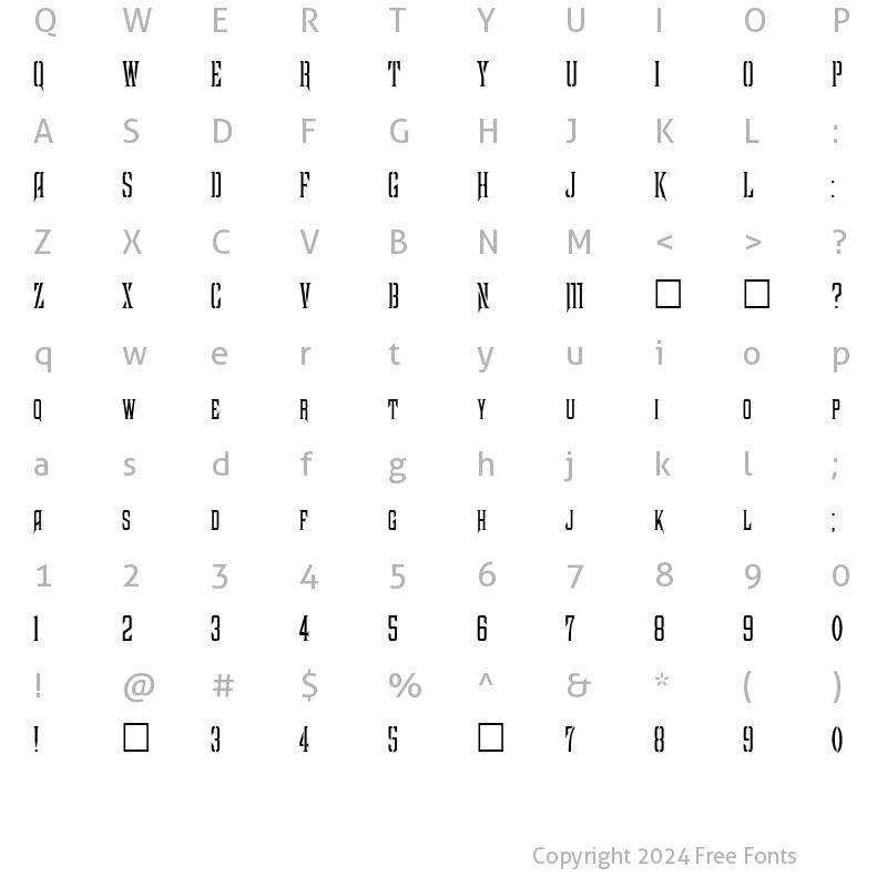 Character Map of FZ BASIC 41 COND Normal