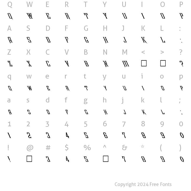 Character Map of FZ BASIC 41 LEFTY Normal