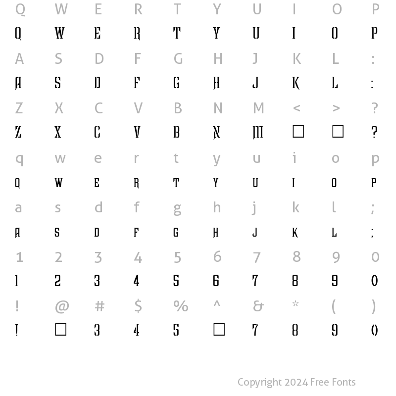 Character Map of FZ BASIC 41 Normal