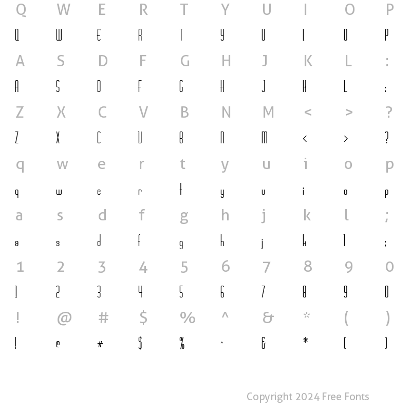 Character Map of FZ BASIC 44 COND Bold