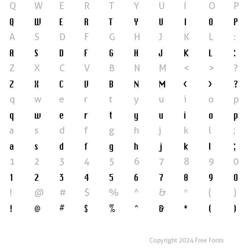 Character Map of FZ BASIC 45 COND Normal