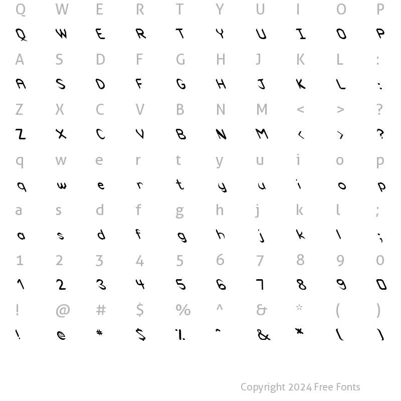 Character Map of FZ BASIC 47 LEFTY Normal