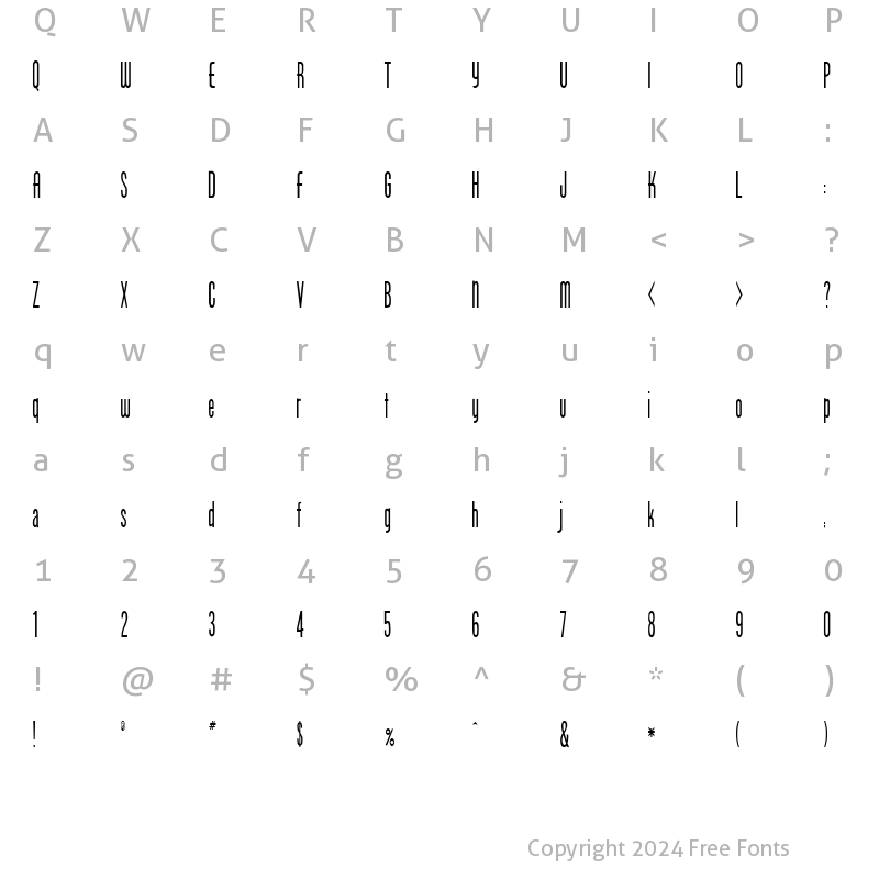 Character Map of FZ BASIC 49 COND Normal