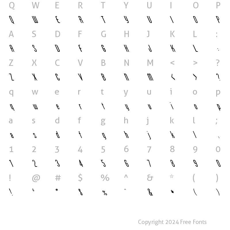 Character Map of FZ BASIC 49 LEFTY Normal