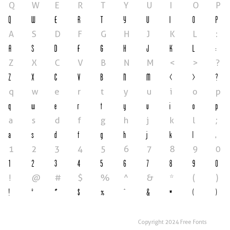 Character Map of FZ BASIC 49 Normal