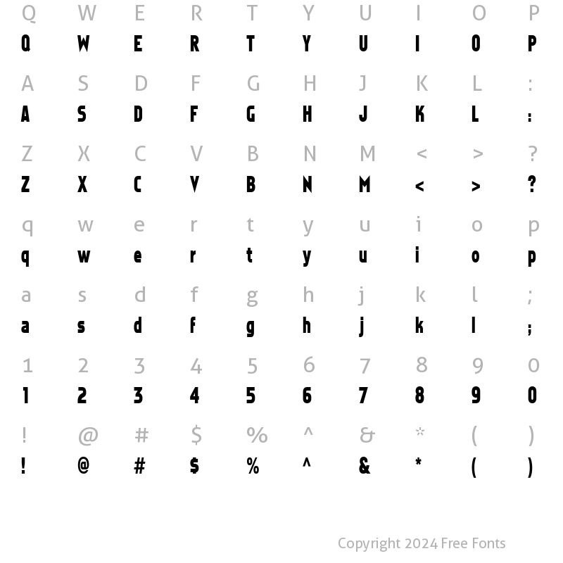 Character Map of FZ BASIC 5 COND Normal