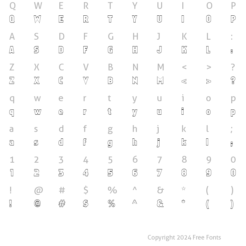 Character Map of FZ BASIC 5 HOLLOW Normal