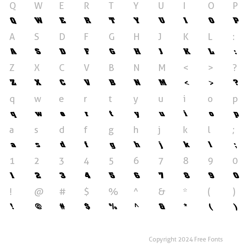 Character Map of FZ BASIC 52 LEFTY Normal