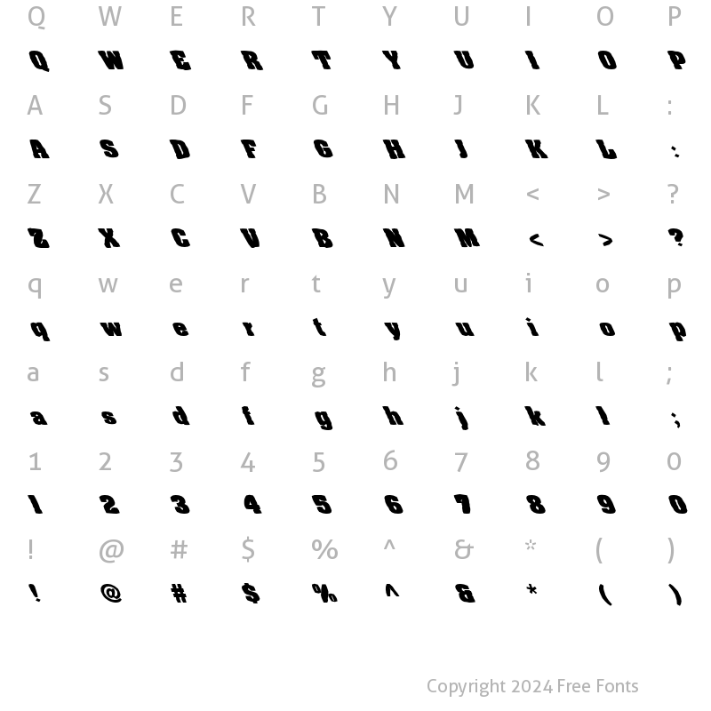 Character Map of FZ BASIC 52 MANGLED LEFTY Normal