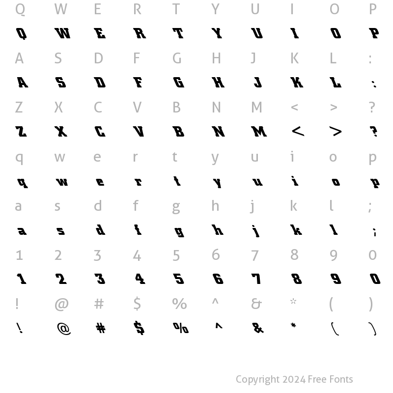 Character Map of FZ BASIC 53 LEFTY Normal