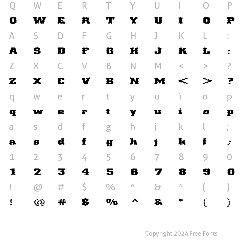 Character Map of FZ BASIC 53 WAVEY EX Normal