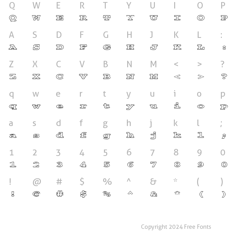 Character Map of FZ BASIC 54 HOLLOW EX Bold