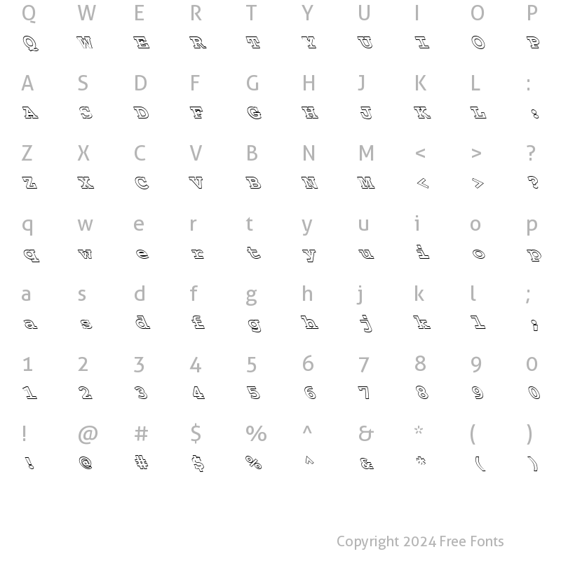 Character Map of FZ BASIC 54 HOLLOW LEFTY Bold