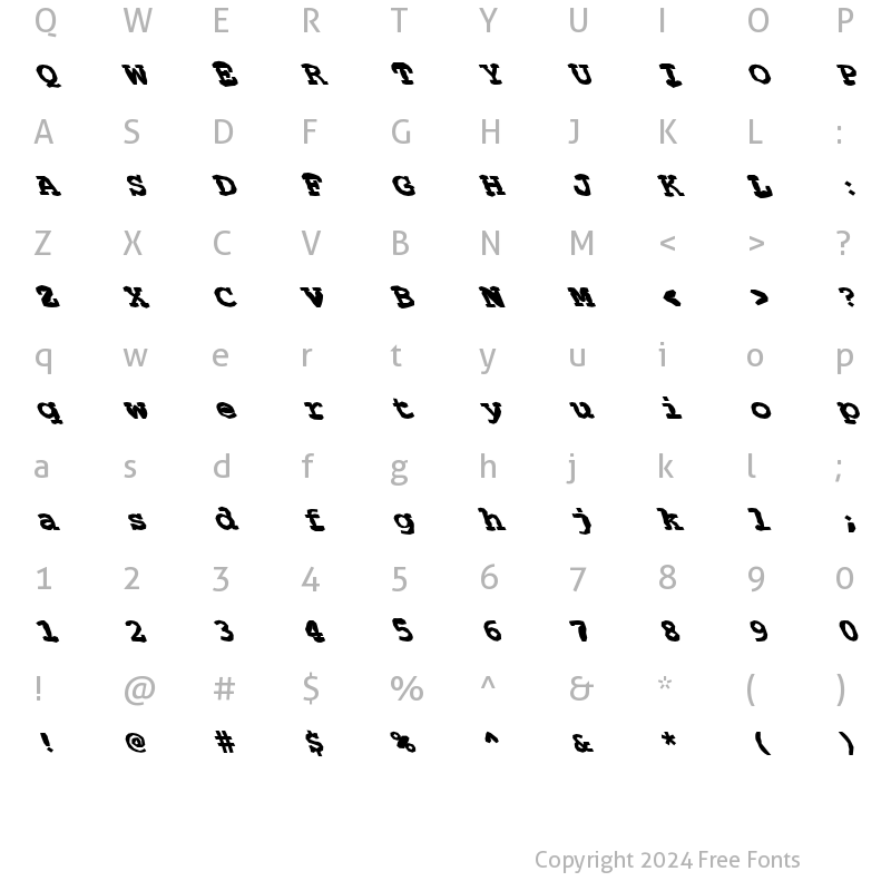 Character Map of FZ BASIC 54 MANGLED LEFTY Normal