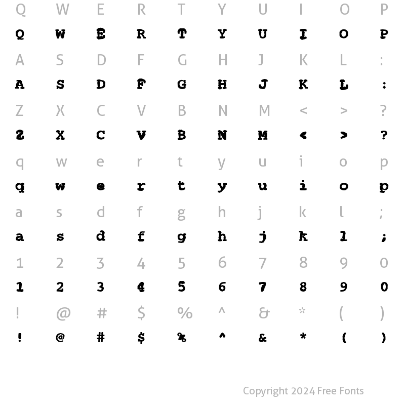 Character Map of FZ BASIC 54 MANGLED Normal