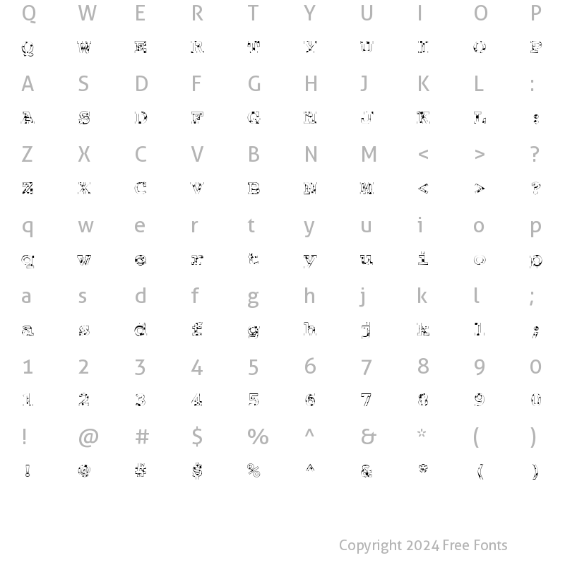 Character Map of FZ BASIC 54 SPOTTED Normal