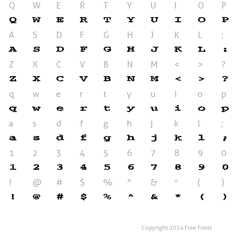 Character Map of FZ BASIC 54 WAVEY EX Normal