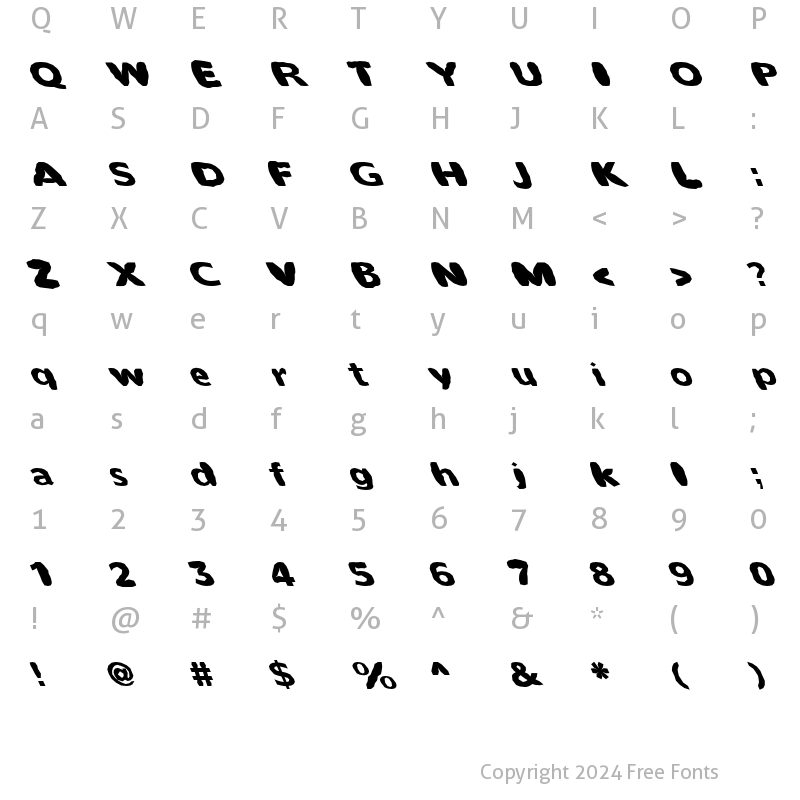 Character Map of FZ BASIC 55 MANGLED LEFTY Normal