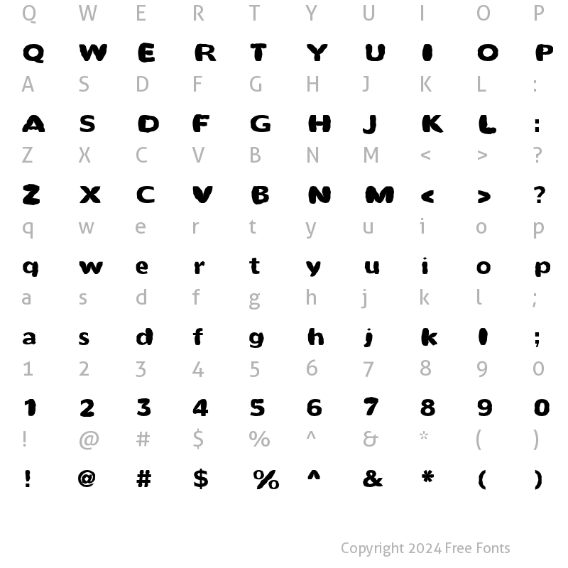 Character Map of FZ BASIC 55 MANGLED Normal