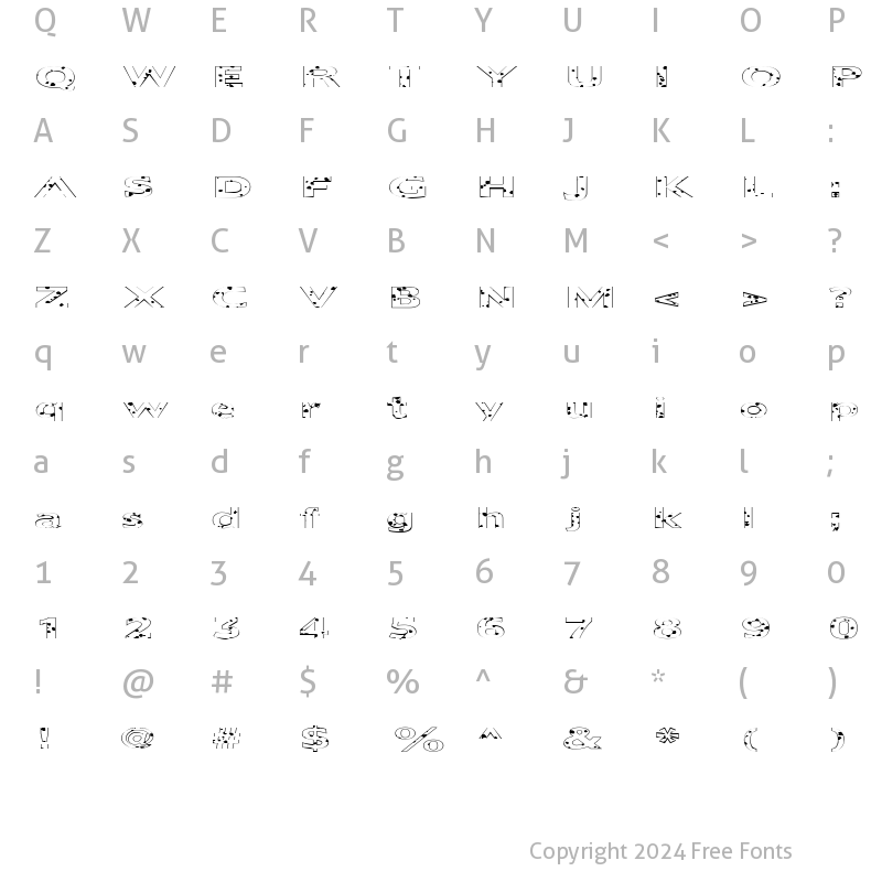 Character Map of FZ BASIC 55 SPOTTED EX Normal