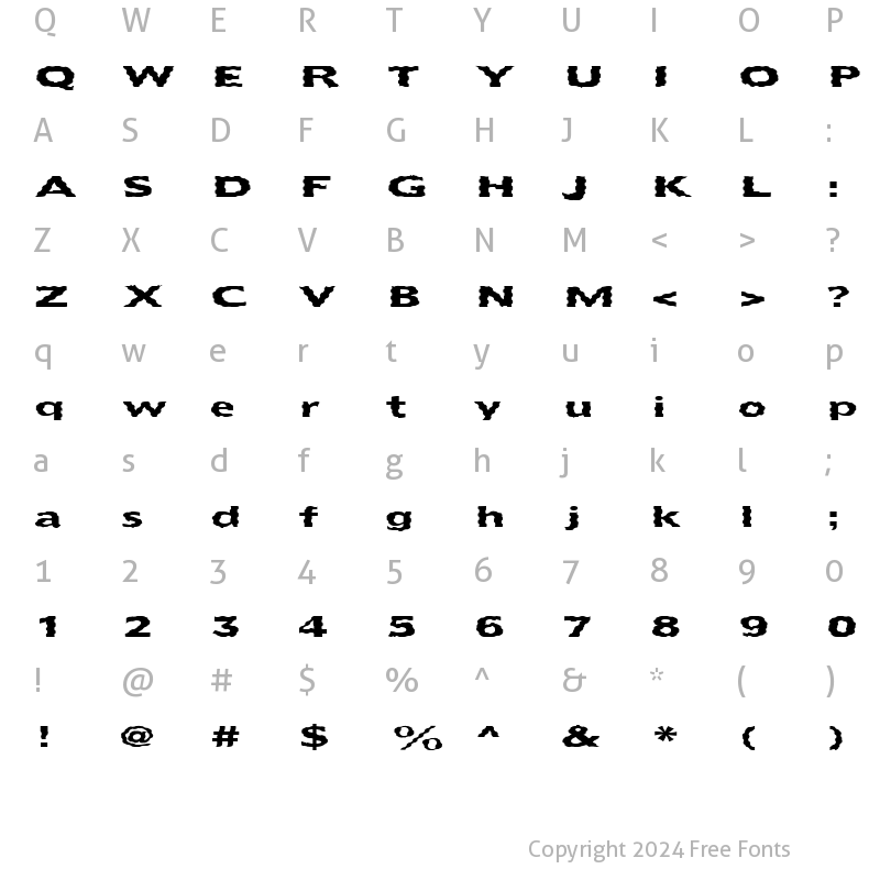 Character Map of FZ BASIC 55 WAVEY EX Normal