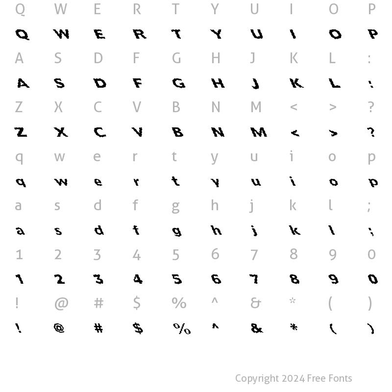 Character Map of FZ BASIC 55 WAVEY LEFTY Normal