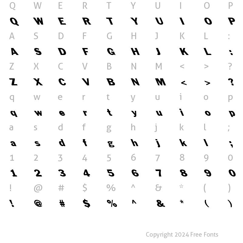 Character Map of FZ BASIC 56 LEFTY Normal