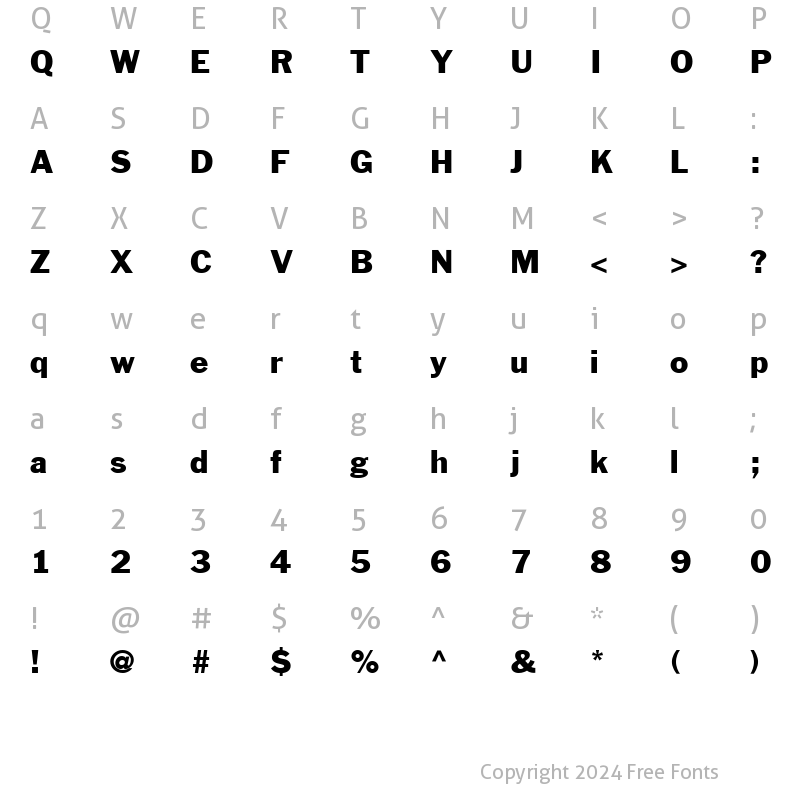 Character Map of FZ BASIC 56 Normal