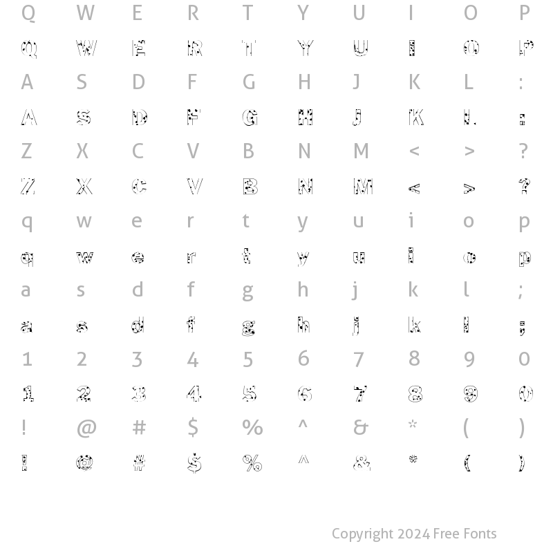 Character Map of FZ BASIC 56 SPOTTED Normal