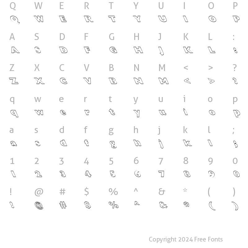 Character Map of FZ BASIC 57 HOLLOW LEFTY Normal