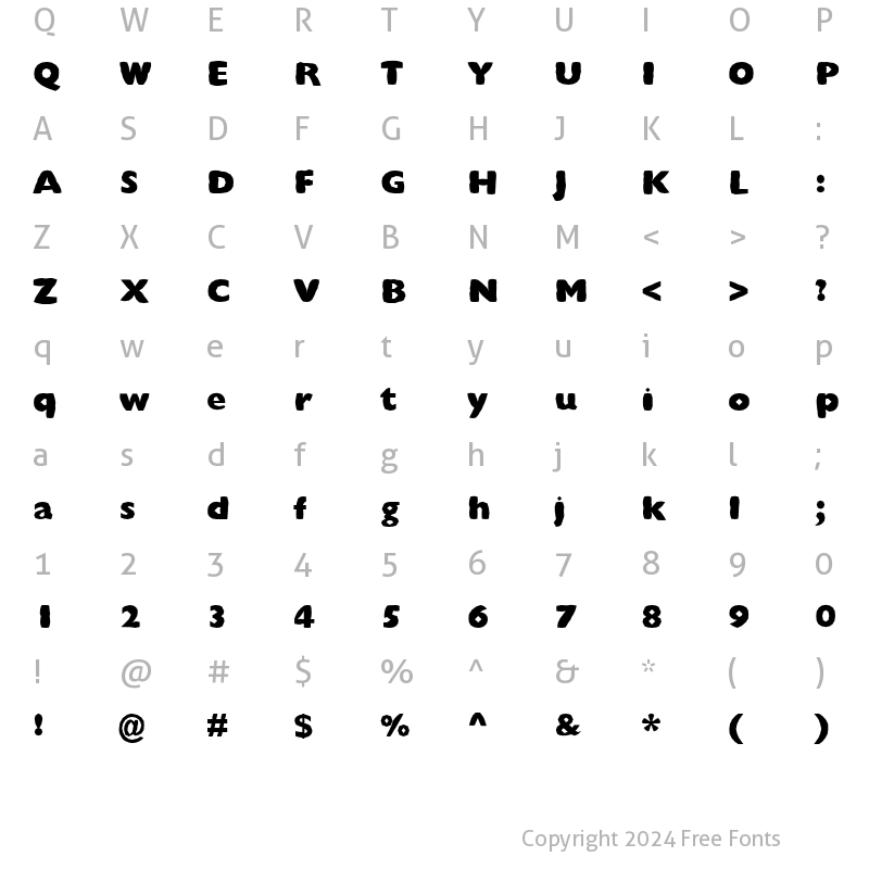 Character Map of FZ BASIC 57 MANGLED Normal