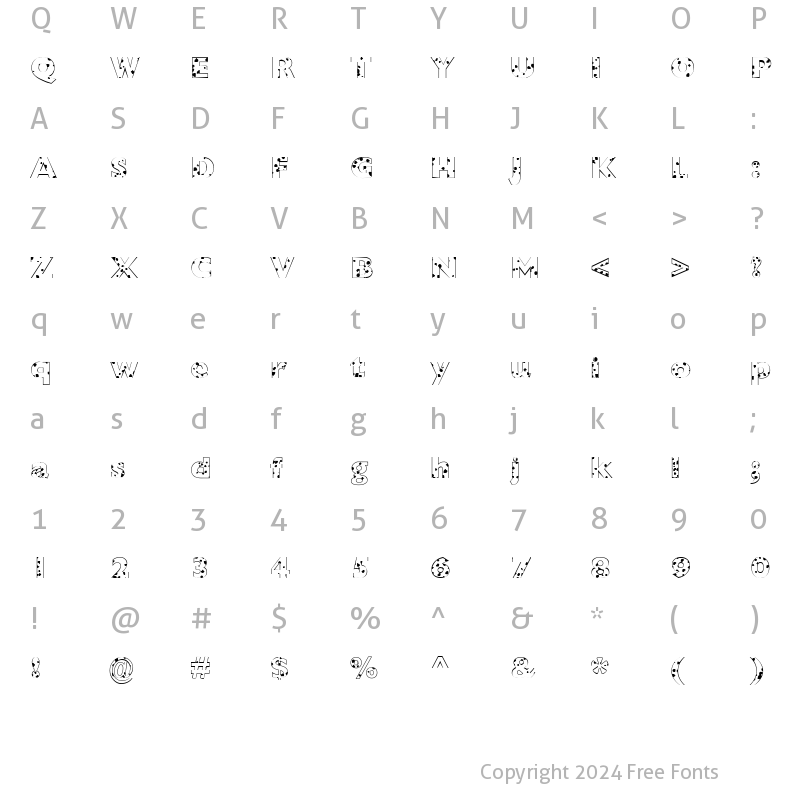 Character Map of FZ BASIC 57 SPOTTED Normal