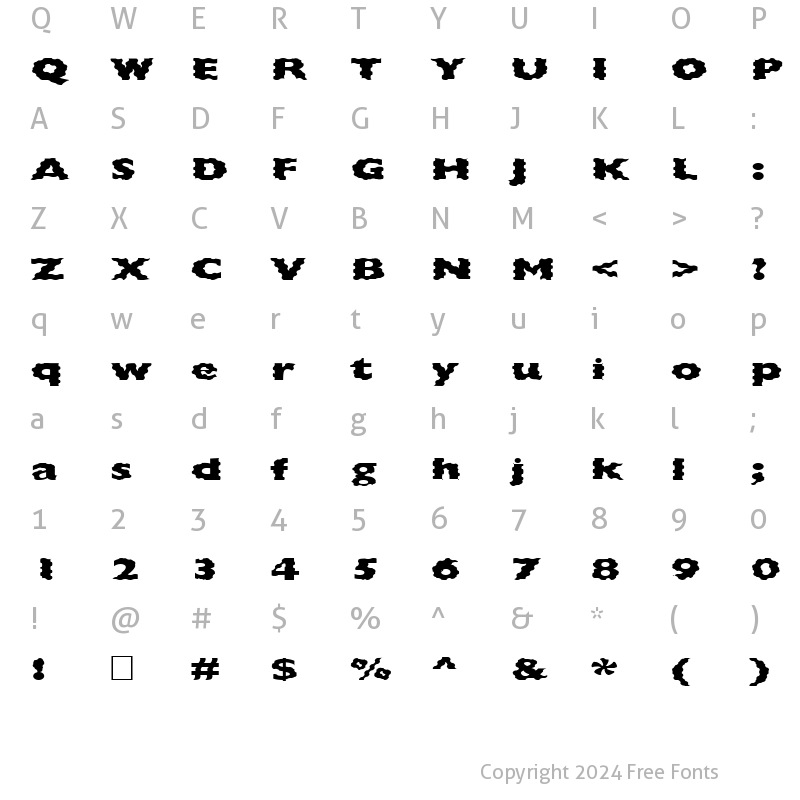 Character Map of FZ BASIC 57 WAVEY EX Normal