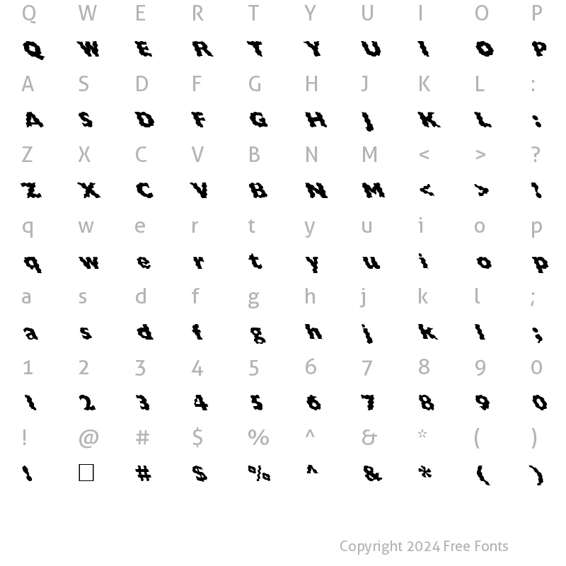 Character Map of FZ BASIC 57 WAVEY LEFTY Normal