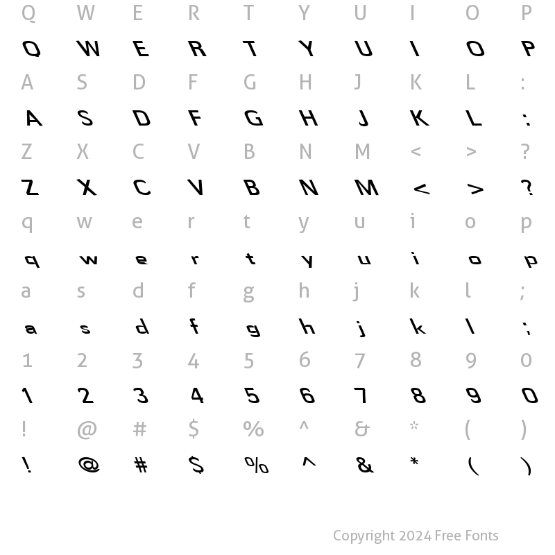 Character Map of FZ BASIC 58 LEFTY Normal