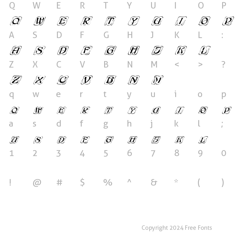 Character Map of FZ BORDERS 11 ITALIC Normal