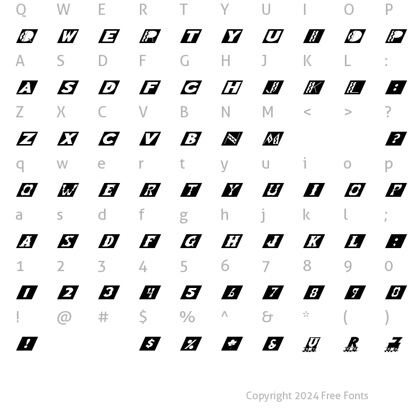 Character Map of FZ BORDERS 15 ITALIC Normal