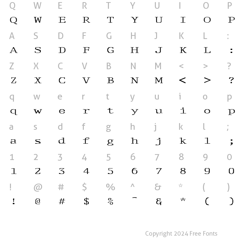 Character Map of FZ DIGITAL 1 EX Normal