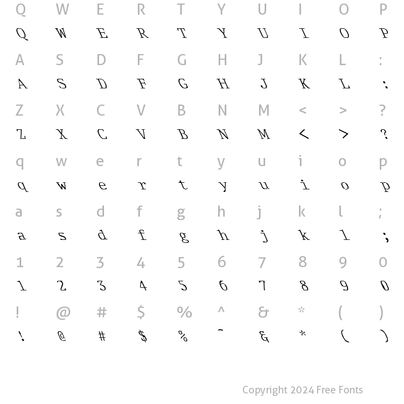 Character Map of FZ DIGITAL 1 LEFTY Normal