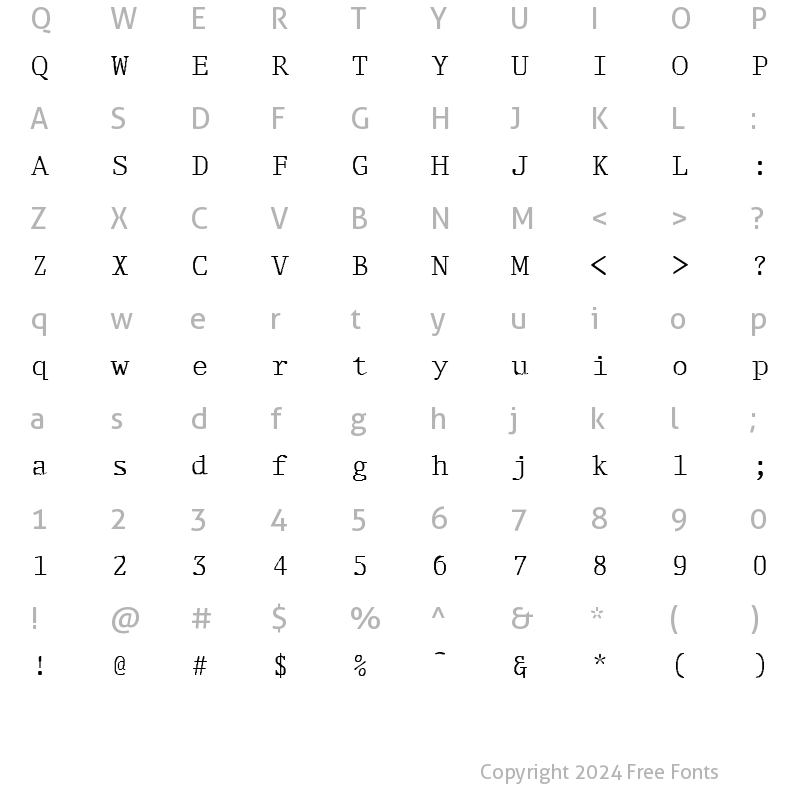 Character Map of FZ DIGITAL 1 Normal