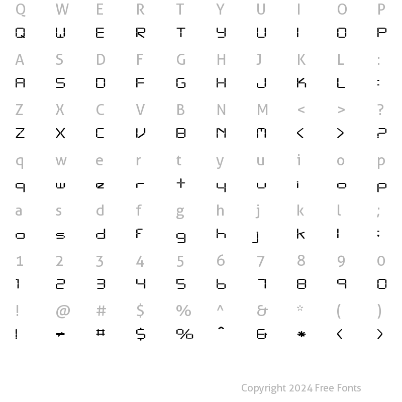 Character Map of FZ DIGITAL 10 EX Normal