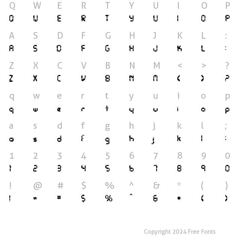 Character Map of FZ DIGITAL 10 MANGLED Normal