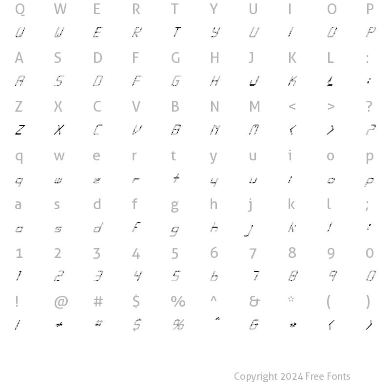 Character Map of FZ DIGITAL 10 SPOTTED ITALIC Normal