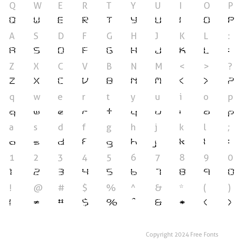 Character Map of FZ DIGITAL 10 WAVEY EX Normal