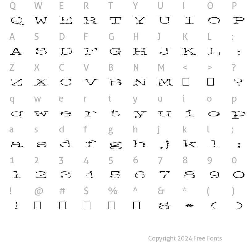 Character Map of FZ DIGITAL 2 EX Normal