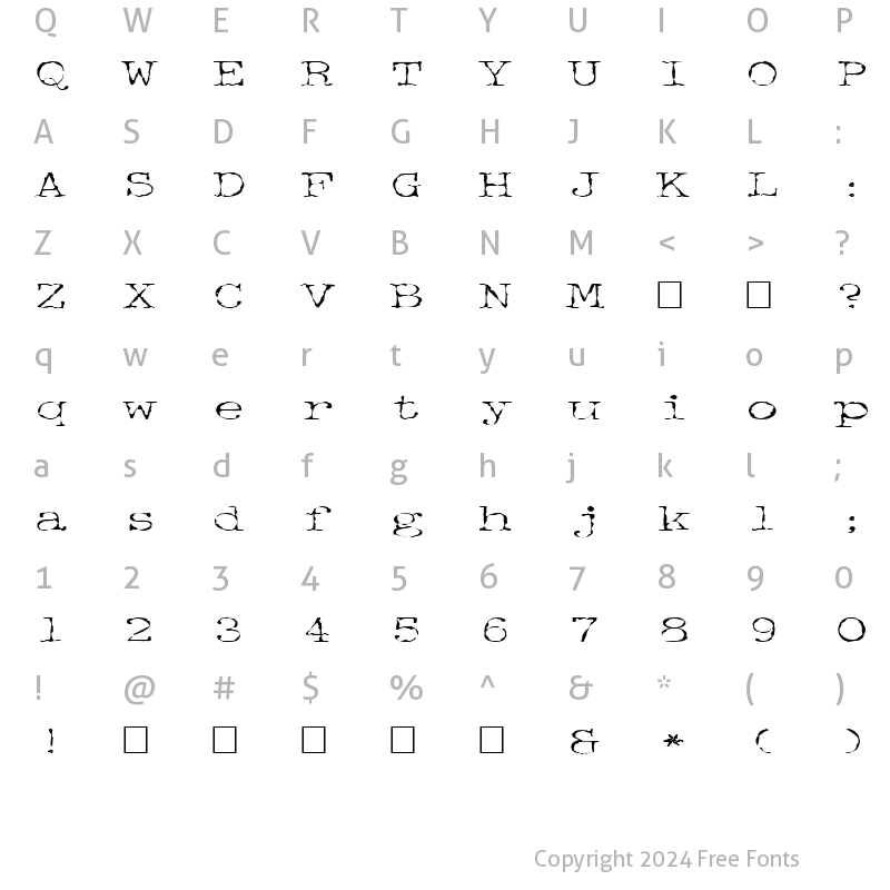 Character Map of FZ DIGITAL 2 Normal